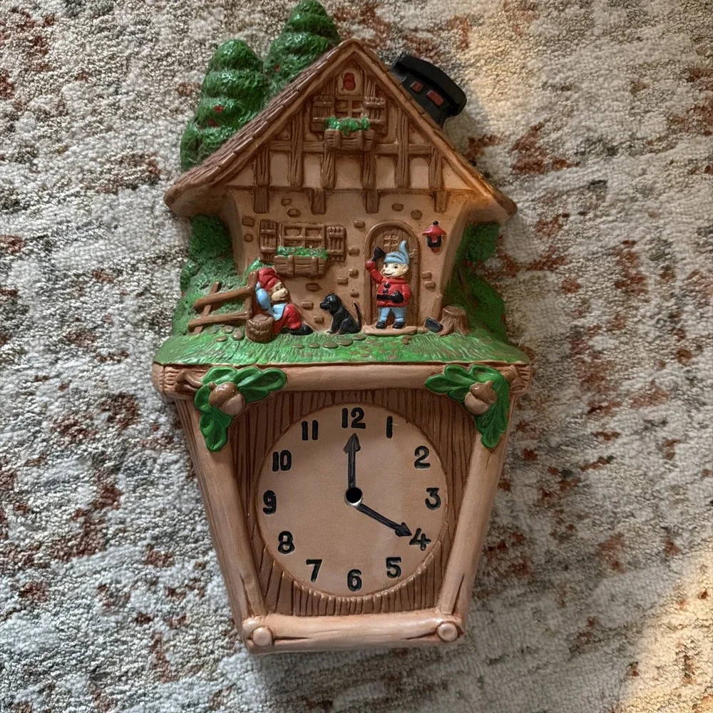 Vintage Kurfis 1973 ATLANTIC MOLD Wall Clock. Two Boys And A Dog Clock.